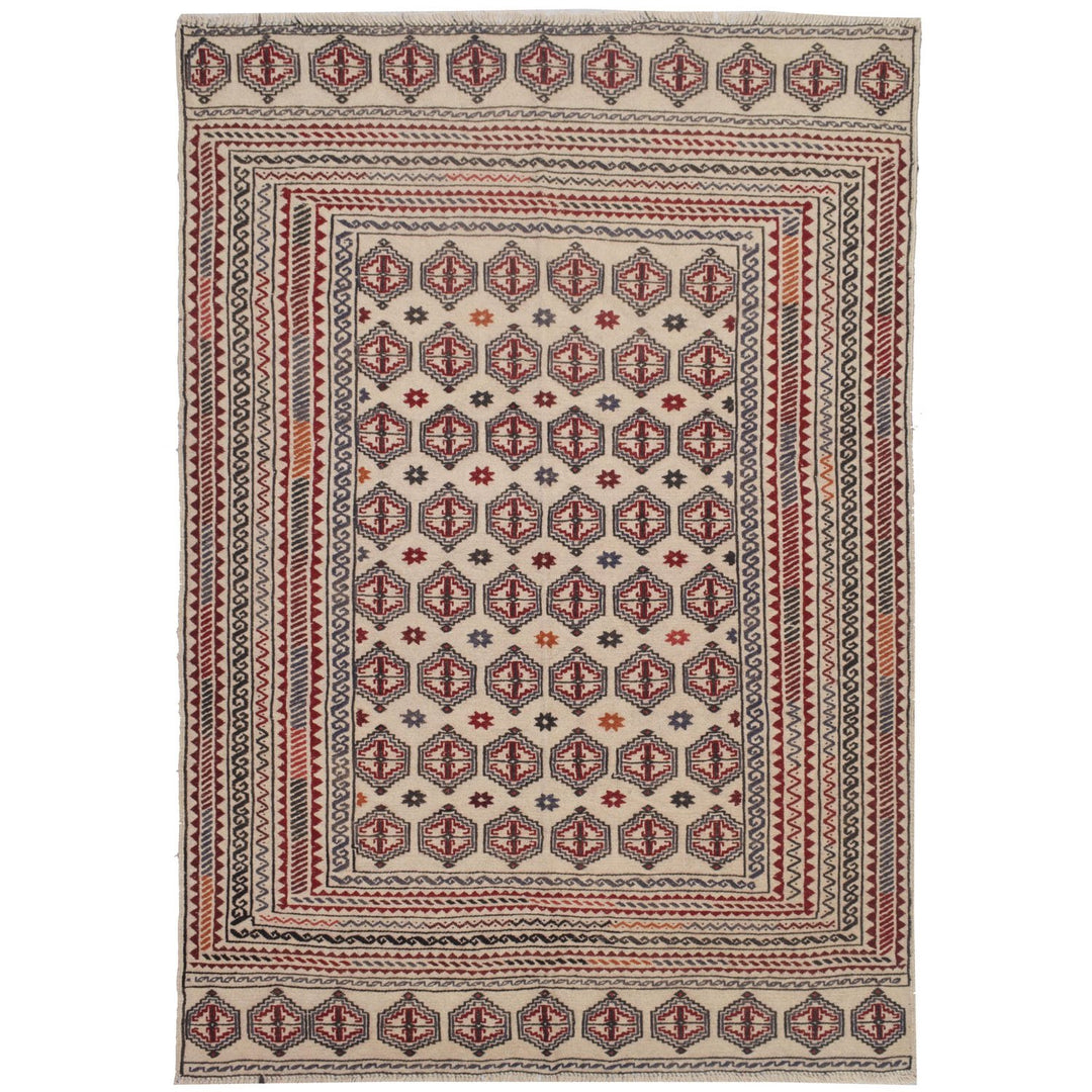 Soumak Kilim 4' 1" x 6' 1" (ft) - No. AL17492 - ALRUG Rug Store