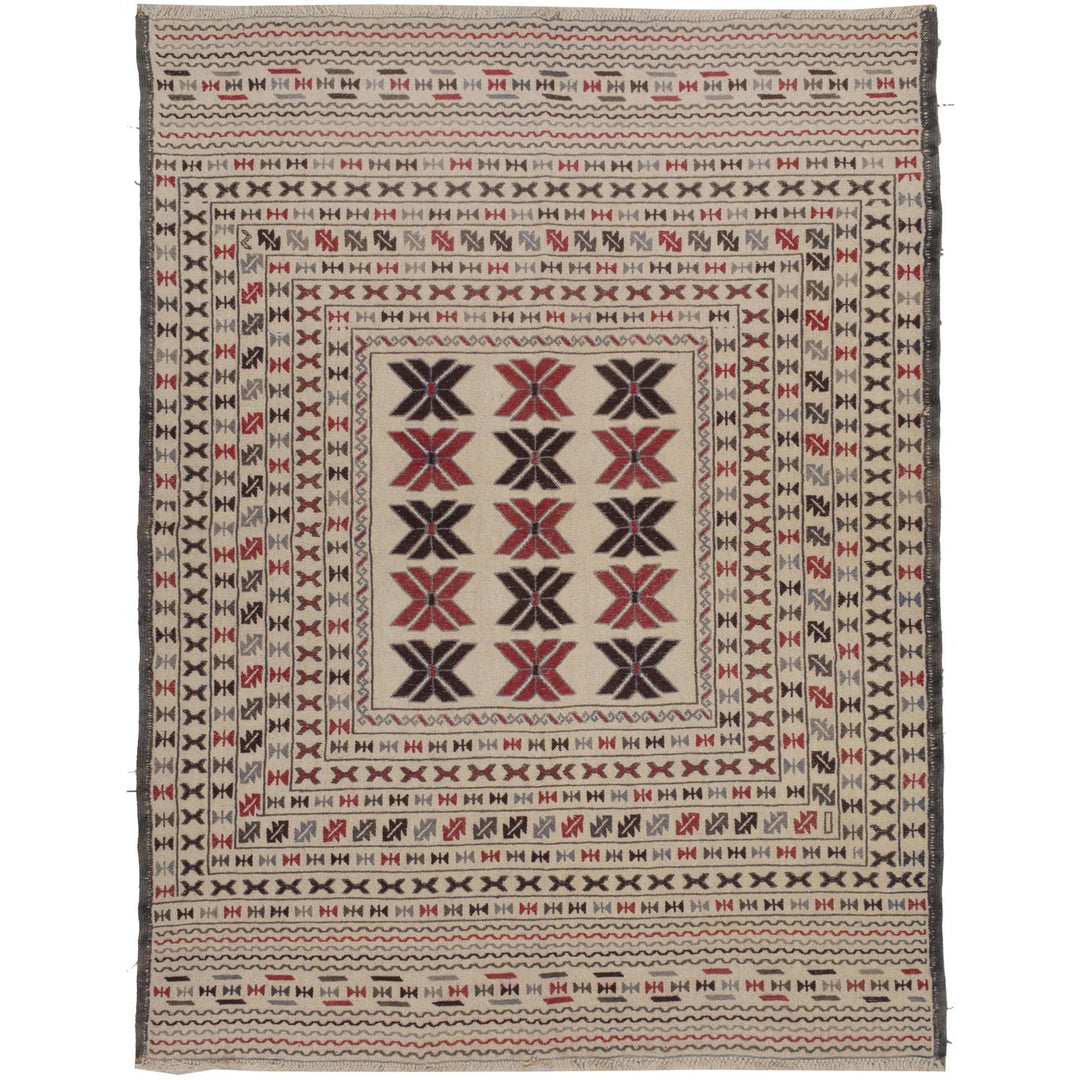 Soumak Kilim 4' 1" x 5' 5" (ft) - No. AL15307 - ALRUG Rug Store