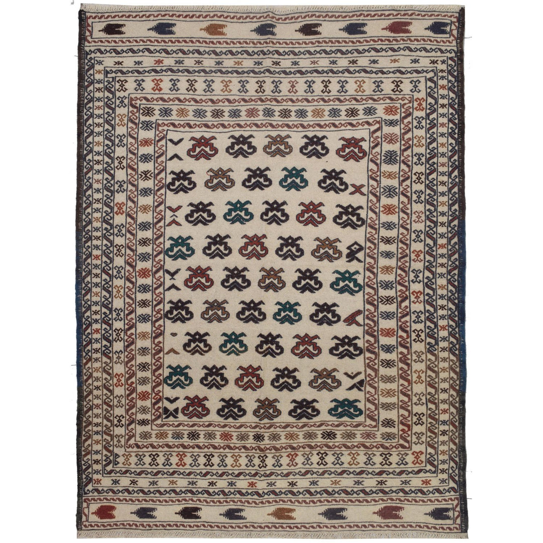 Soumak Kilim 4' 4" x 5' 9" (ft) - No. AL88719 - ALRUG Rug Store