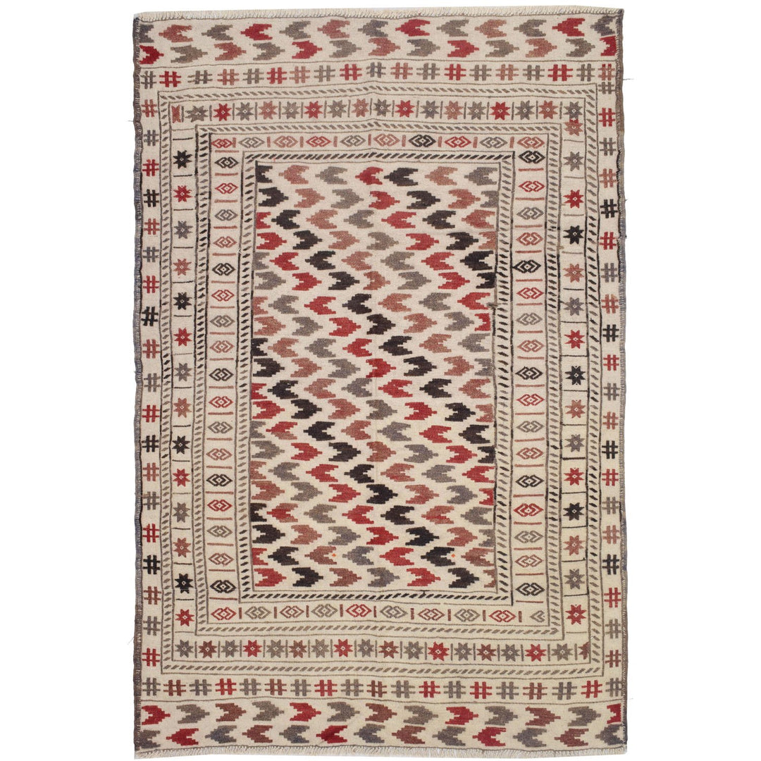 Soumak Kilim 4' 1" x 5' 1" (ft) - No. AL88773 - ALRUG Rug Store