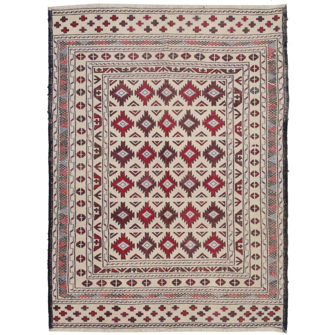Soumak Kilim 4' 4" x 6' 1" (ft) - No. AL58043 - ALRUG Rug Store