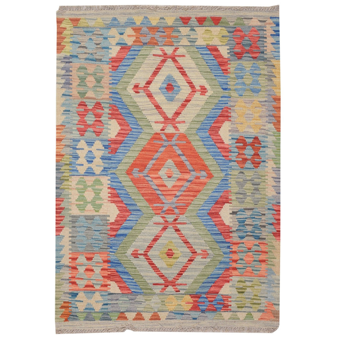 Afghan Kilim Rug 2' 7" x 3' 8" Flat-Weave