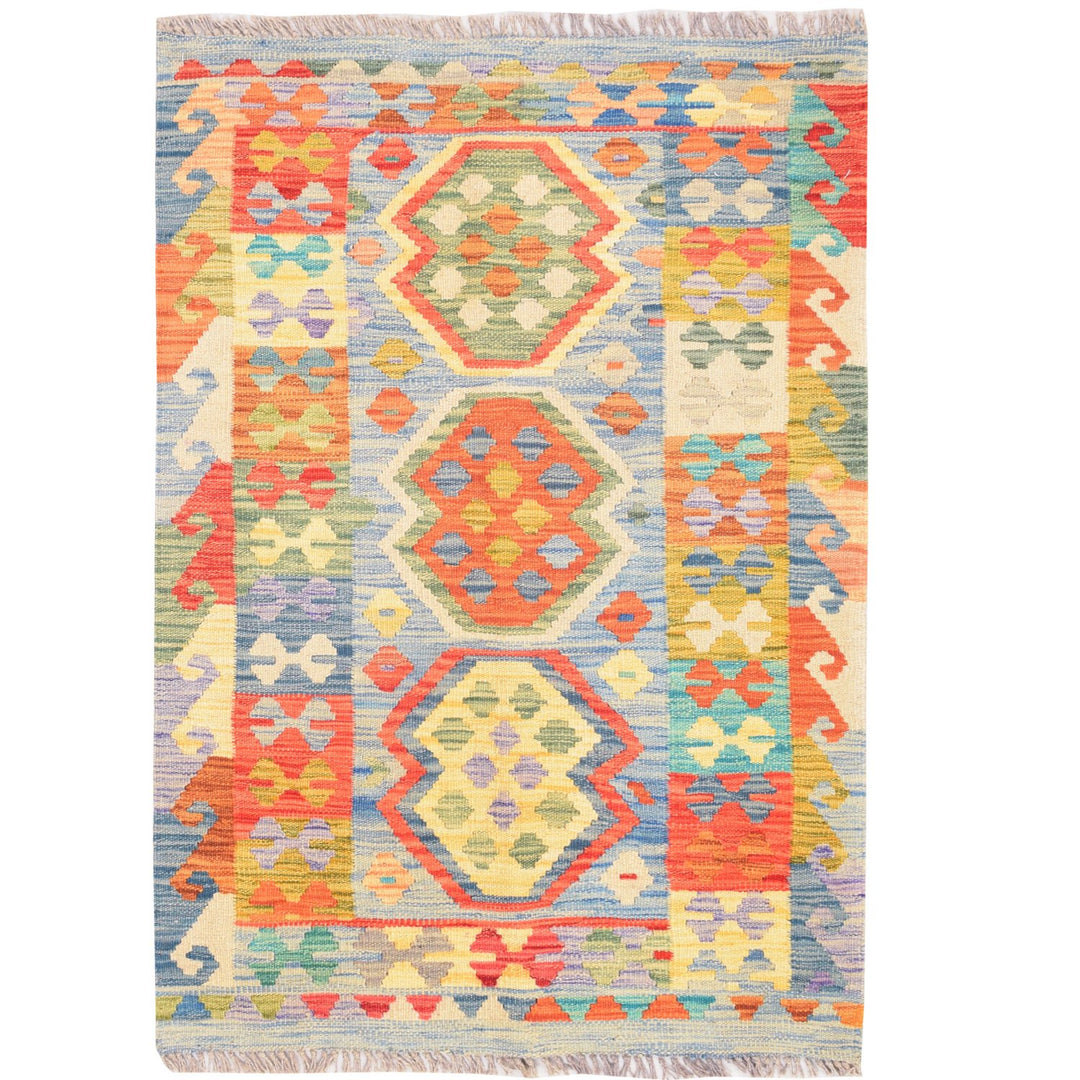 Afghan Kilim Rug 2' 8" x 4' Flat-Weave