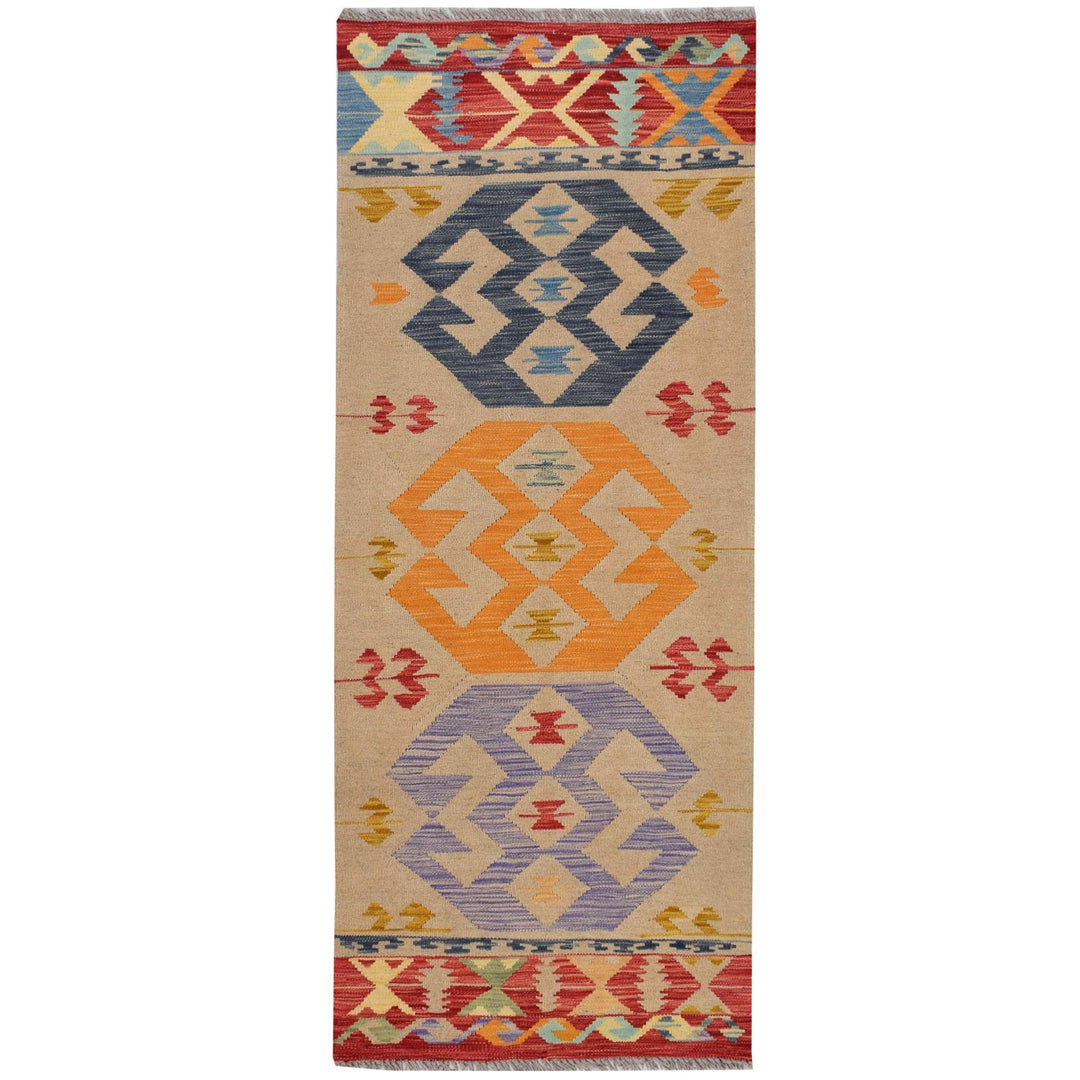 Afghan Vegetable Kilim Rug 2' 4" x 6' 2" Flat-Weave