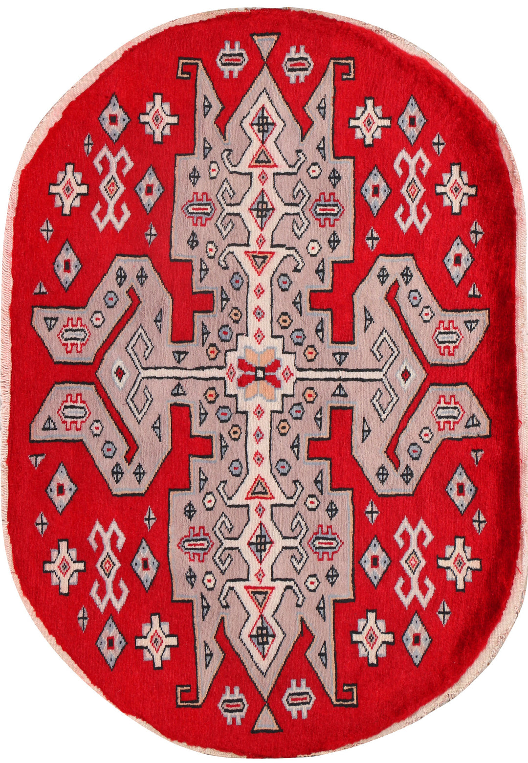 Red Caucasian Oriental Rug 2' 2" x 3' 1" Hand-Knotted