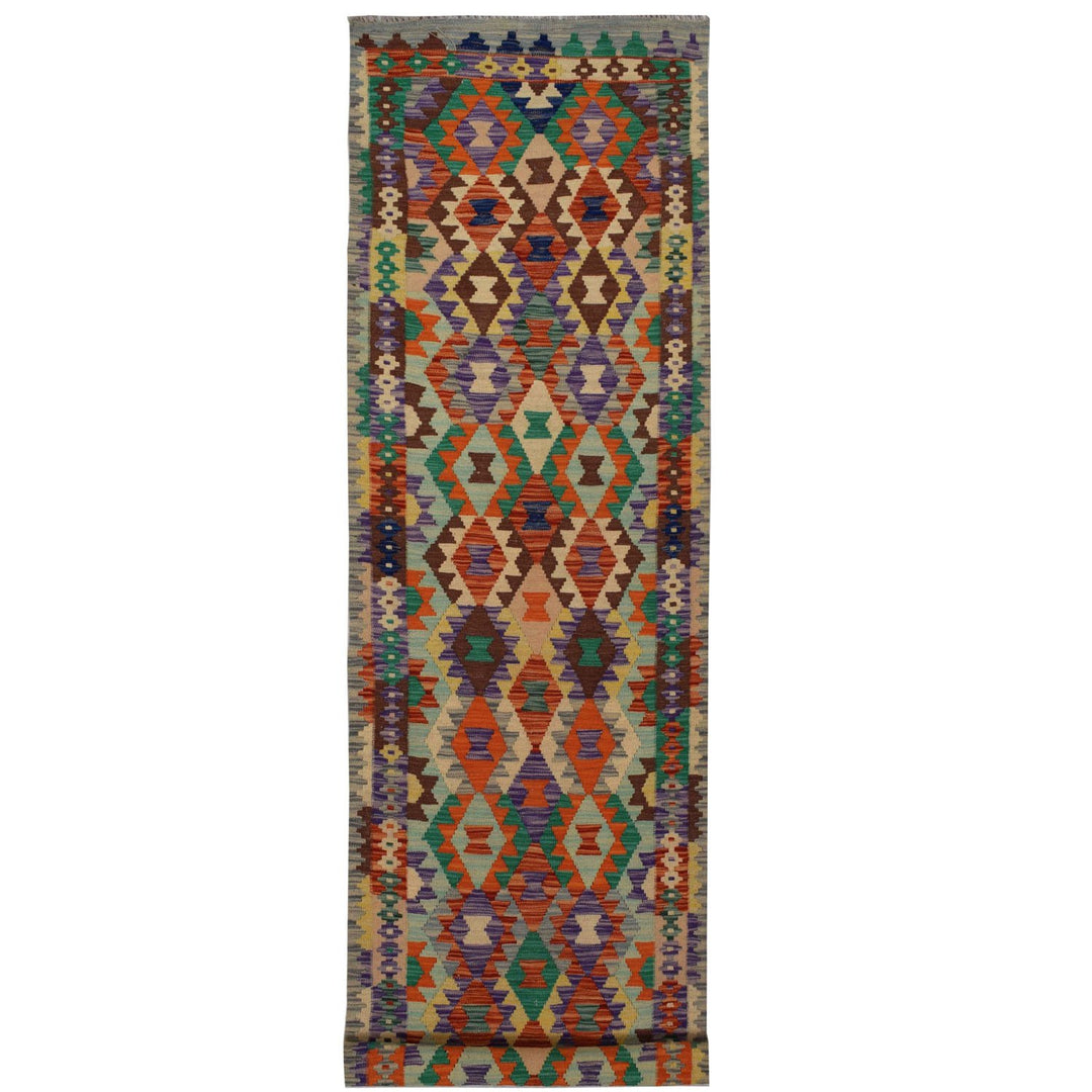 Afghan Vegetable Kilim Rug 2' 6" x 9' 3" Flat-Weave