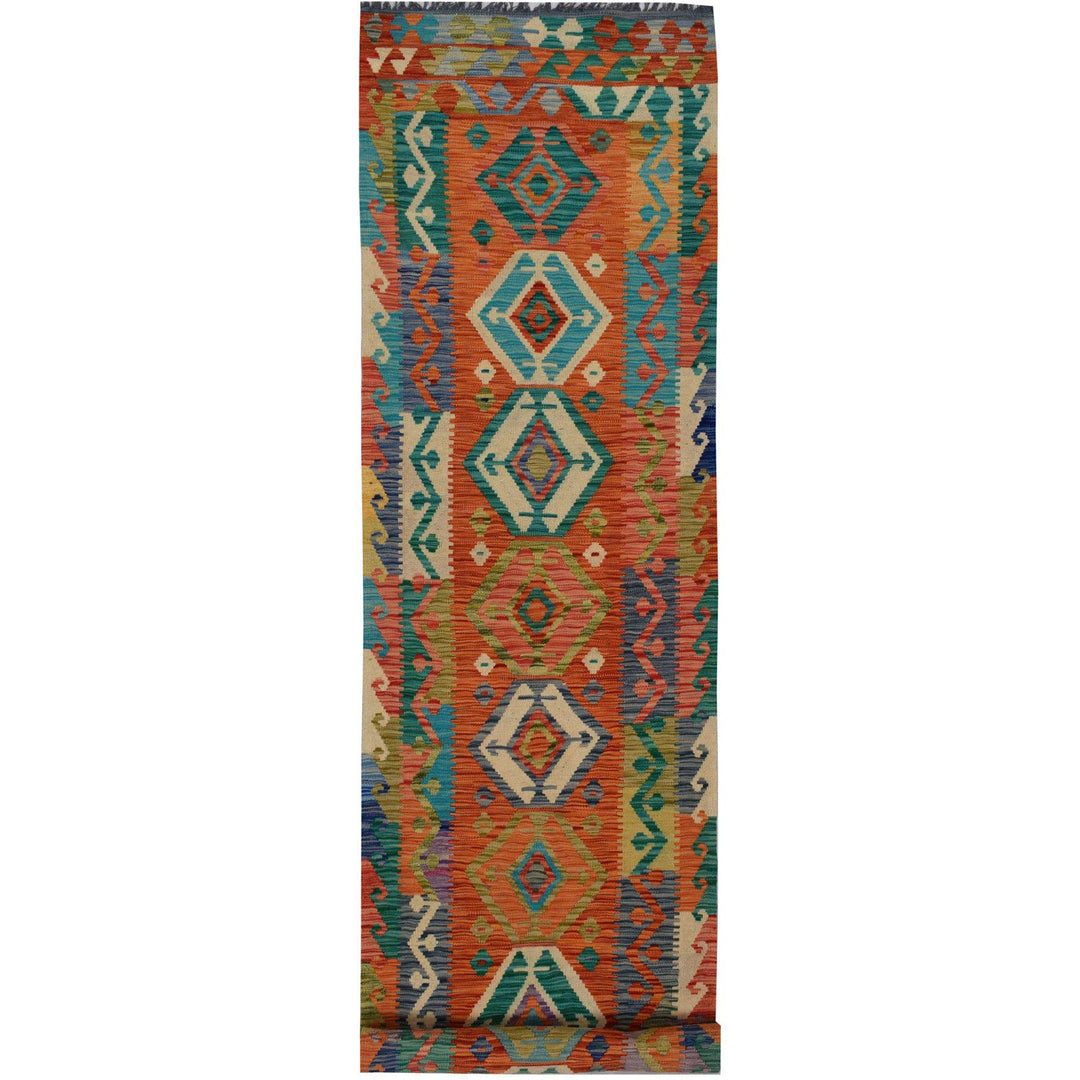Afghan Kilim Rug 2' 7" x 12' 7" Flat-Weave