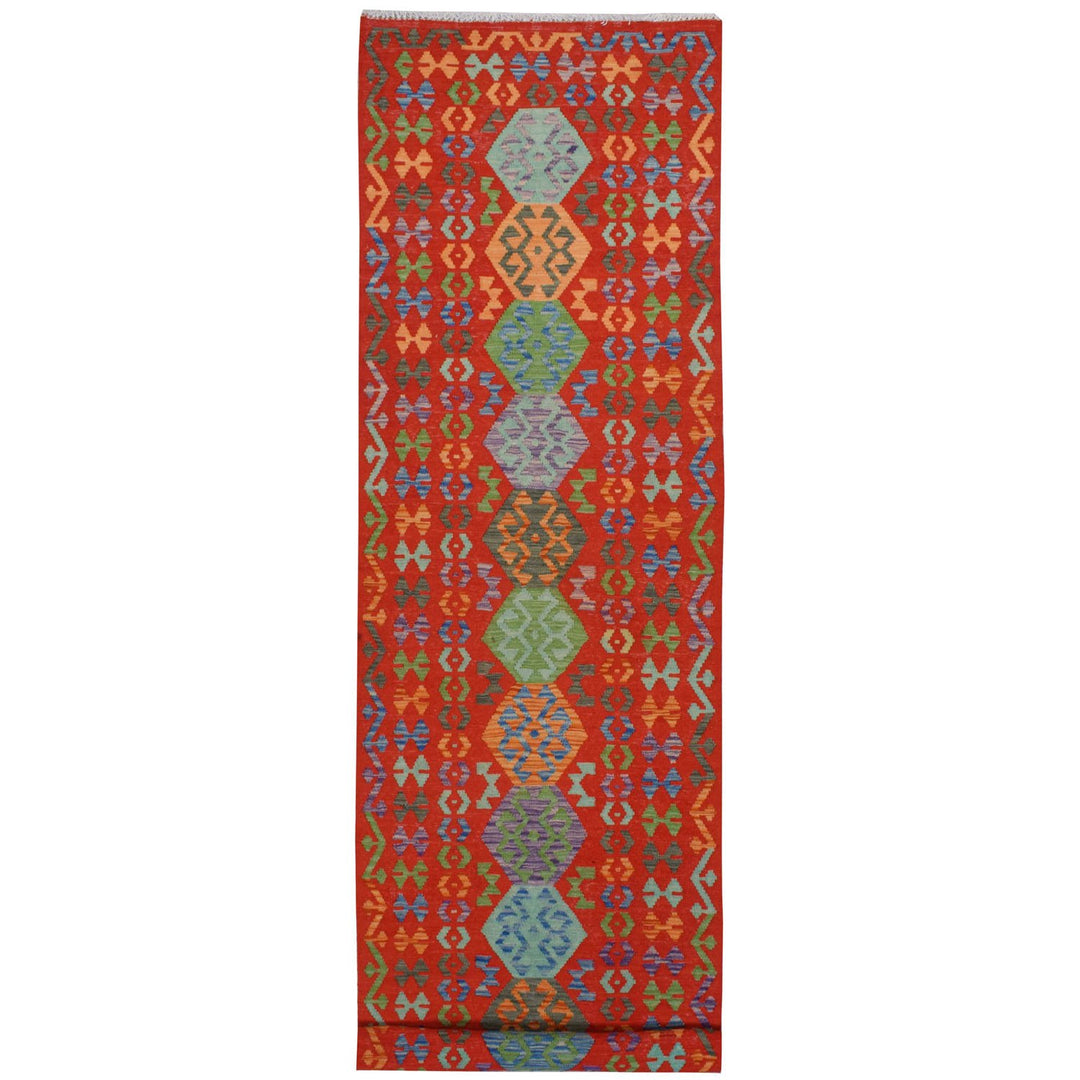 Afghan Vegetable Kilim Rug 2' 7" x 9' 6" Flat-Weave