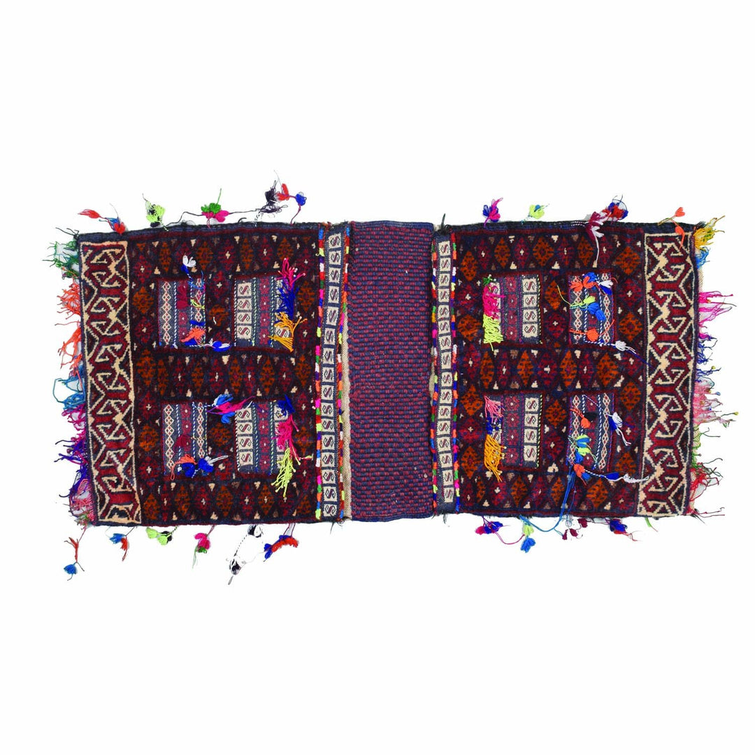 Afghan Saddle Bag Rug 1' 9" x 3' 8" Hand-Knotted