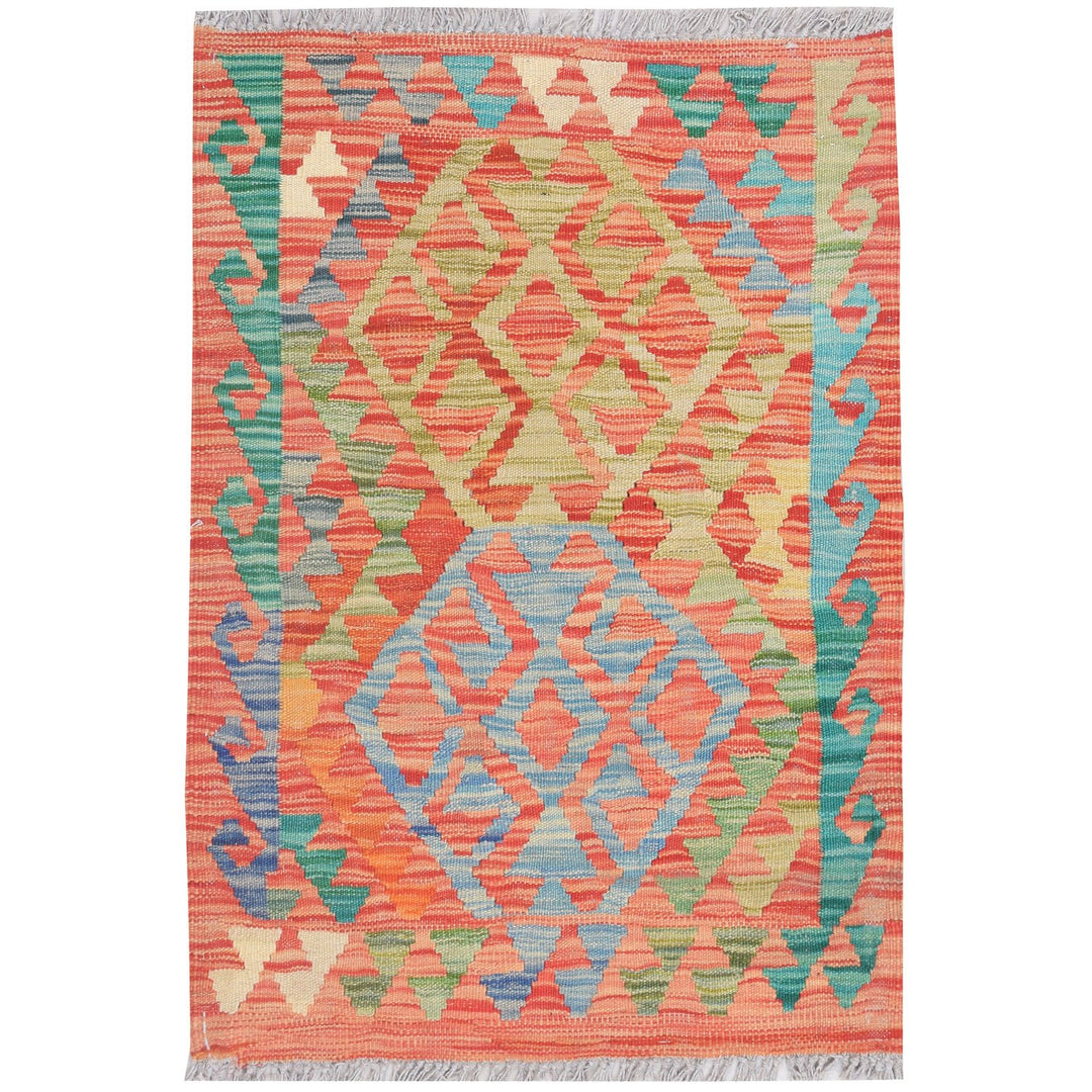 Afghan Vegetable Kilim Rug 2' 1" x 3' 1" Flat-Weave