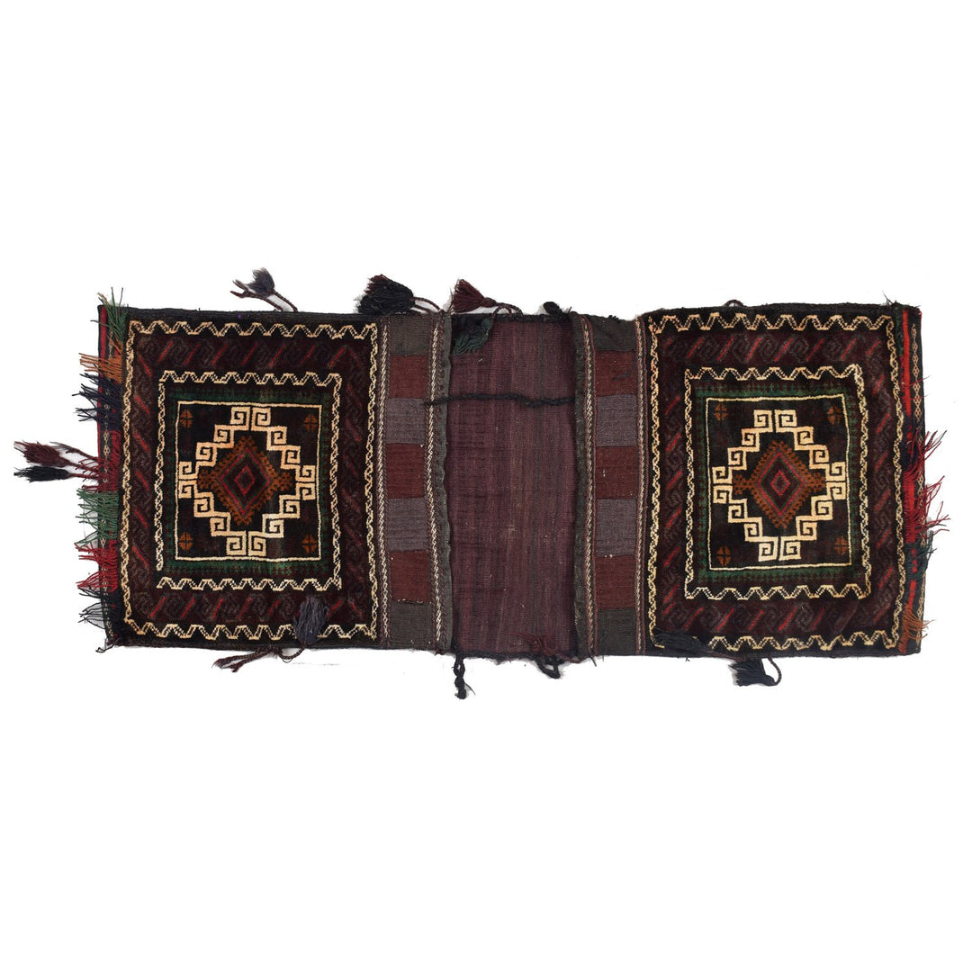 Afghan Saddle Bag Rug 2' 1" x 5' Hand-Knotted