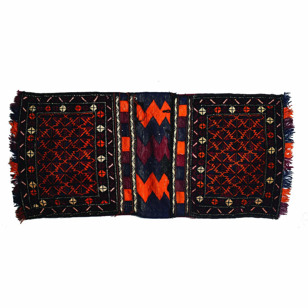 Afghan Saddle Bag Rug 2' x 4' 2" Hand-Knotted