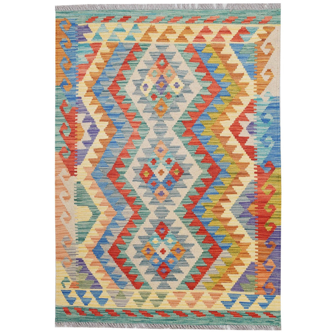 Afghan Kilim Rug 2' 6" x 3' 9" Flat-Weave