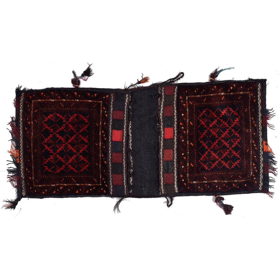 Afghan Saddle Bag Rug 2' 1" x 4' 8" Hand-Knotted