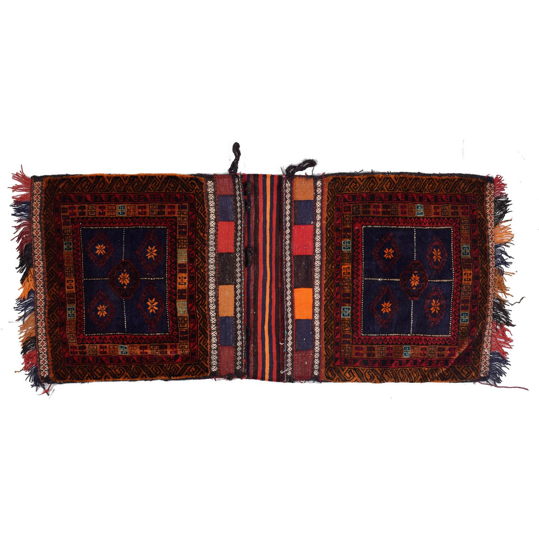 Afghan Saddle Bag Rug 2' x 4' 9" Hand-Knotted