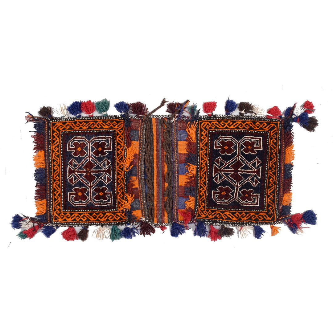 Afghan Saddle Bag Rug 1'7" x 4' Hand-Knotted