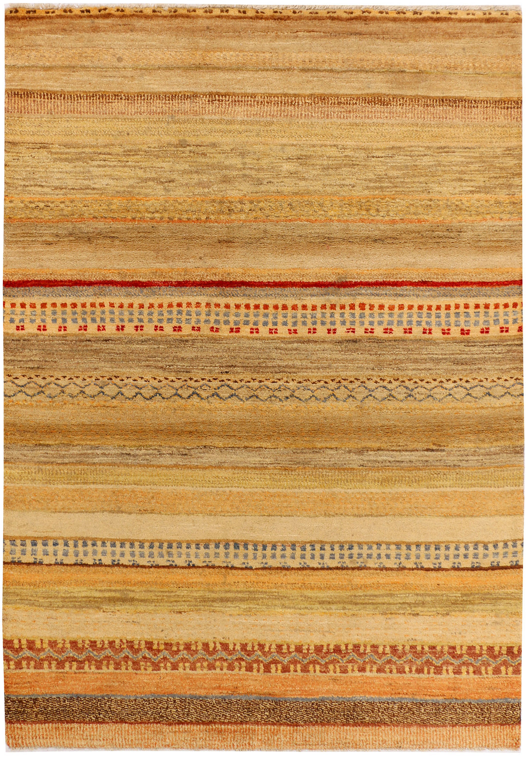 Navajo White Pakistani Gabbeh Rug 4' 2" x 6' Hand-Knotted