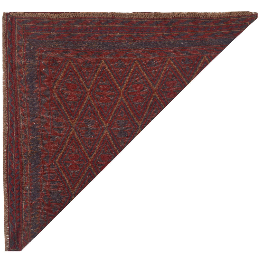 Red Afghan Mashwani Rug 3' 8" x 3' 9" Hand-Knotted close-up