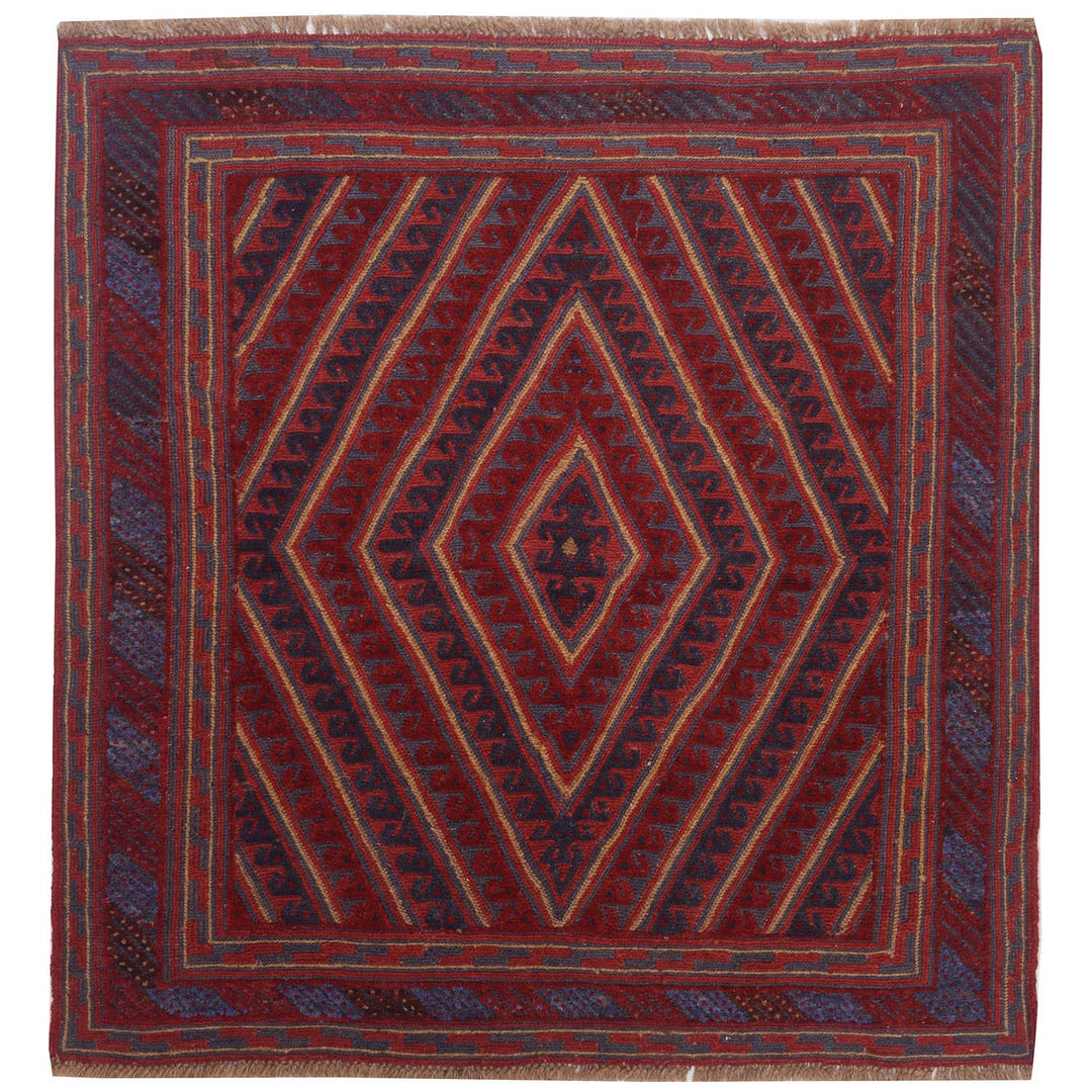 Red Afghan Mashwani Rug 3' 9" x 4' Hand-Knotted view