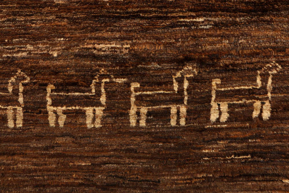 Saddle Brown Gabbeh 2' 6 x 4' - No. 34132 - ALRUG Rug Store