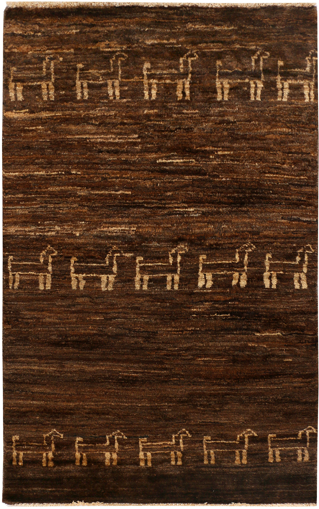 Saddle Brown Gabbeh 2' 6 x 4' - No. 34132 - ALRUG Rug Store