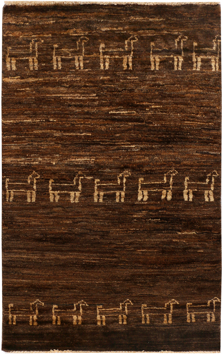 Saddle Brown Gabbeh 2' 6 x 4' - No. 34132 - ALRUG Rug Store