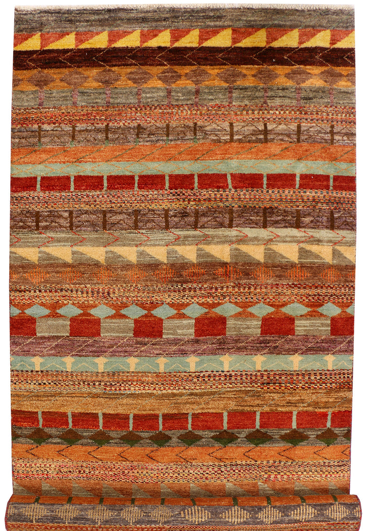 Multi Colored Gabbeh 4' 2 x 12' - No. 34147 - ALRUG Rug Store