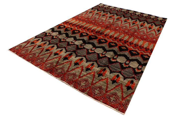Multi Colored Ikat 5' 11 x 9' - No. 34202 - ALRUG Rug Store