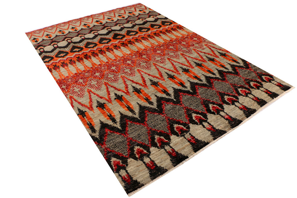 Multi Colored Ikat 5' 11 x 9' - No. 34202 - ALRUG Rug Store