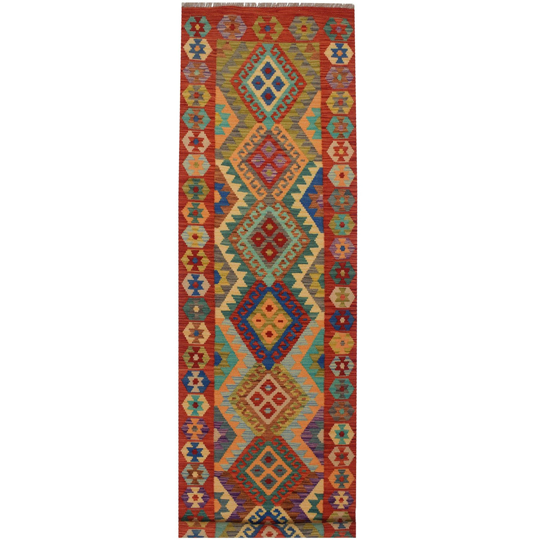 Afghan Kilim Rug 2' 5" x 9' 5" Flat-Weave