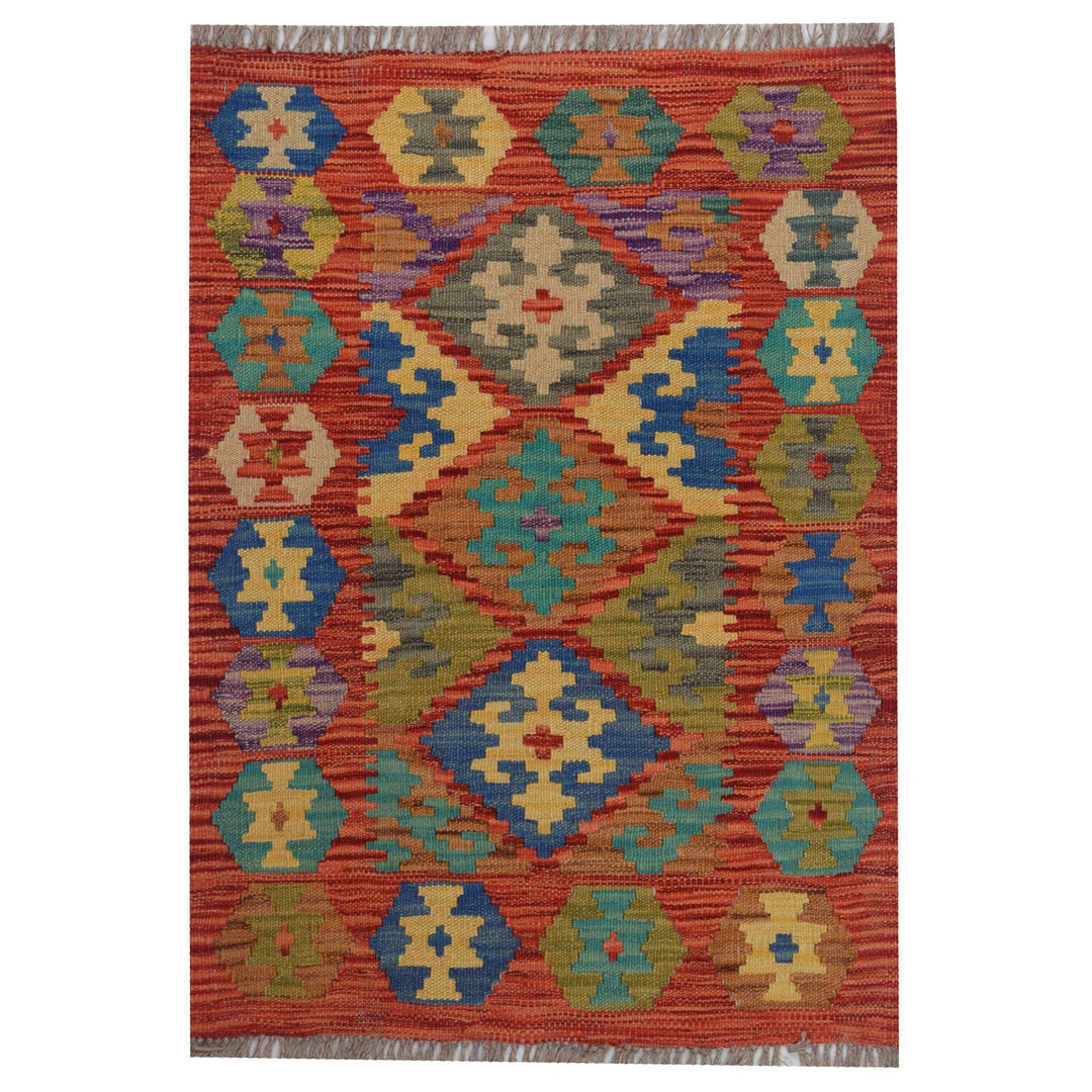 Afghan Kilim Rug 2' x 2' 8" Flat-Weave