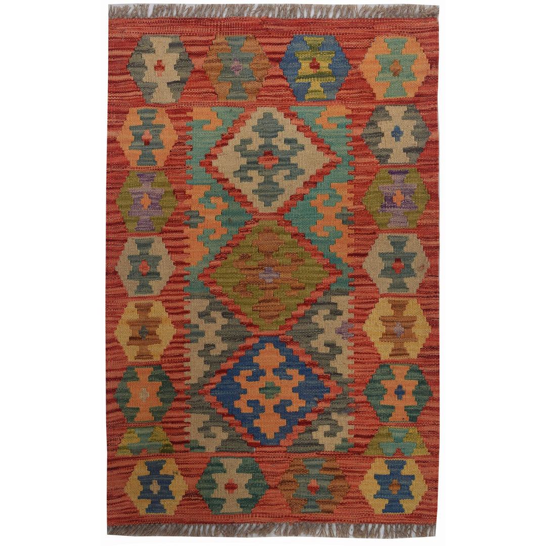 Afghan Kilim Rug 1' 9" x 3' Flat-Weave