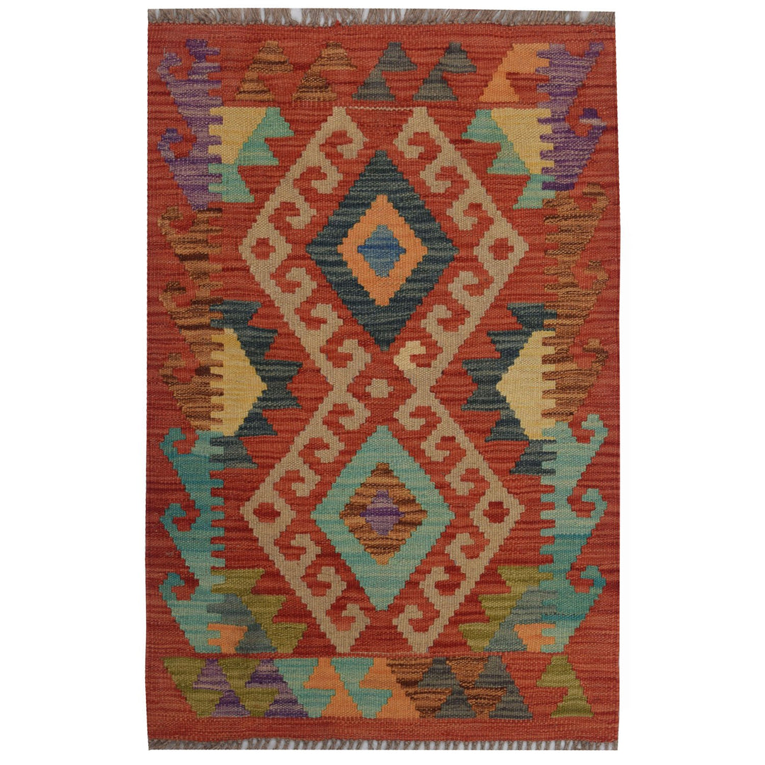 Afghan Kilim Rug 1' 9" x 2' 8" Flat-Weave