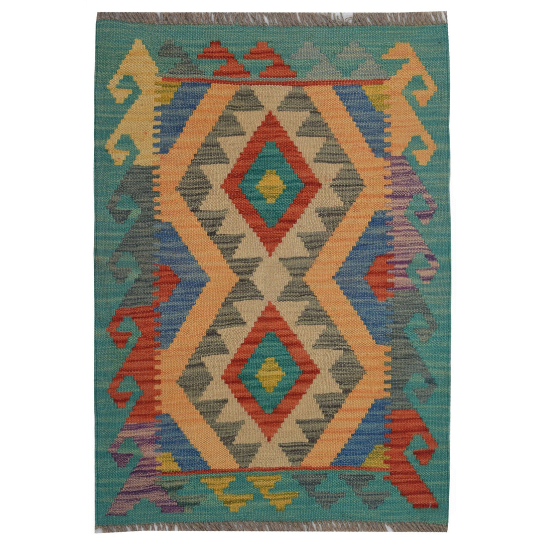 Afghan Kilim Rug 2' x 2' 9" Flat-Weave