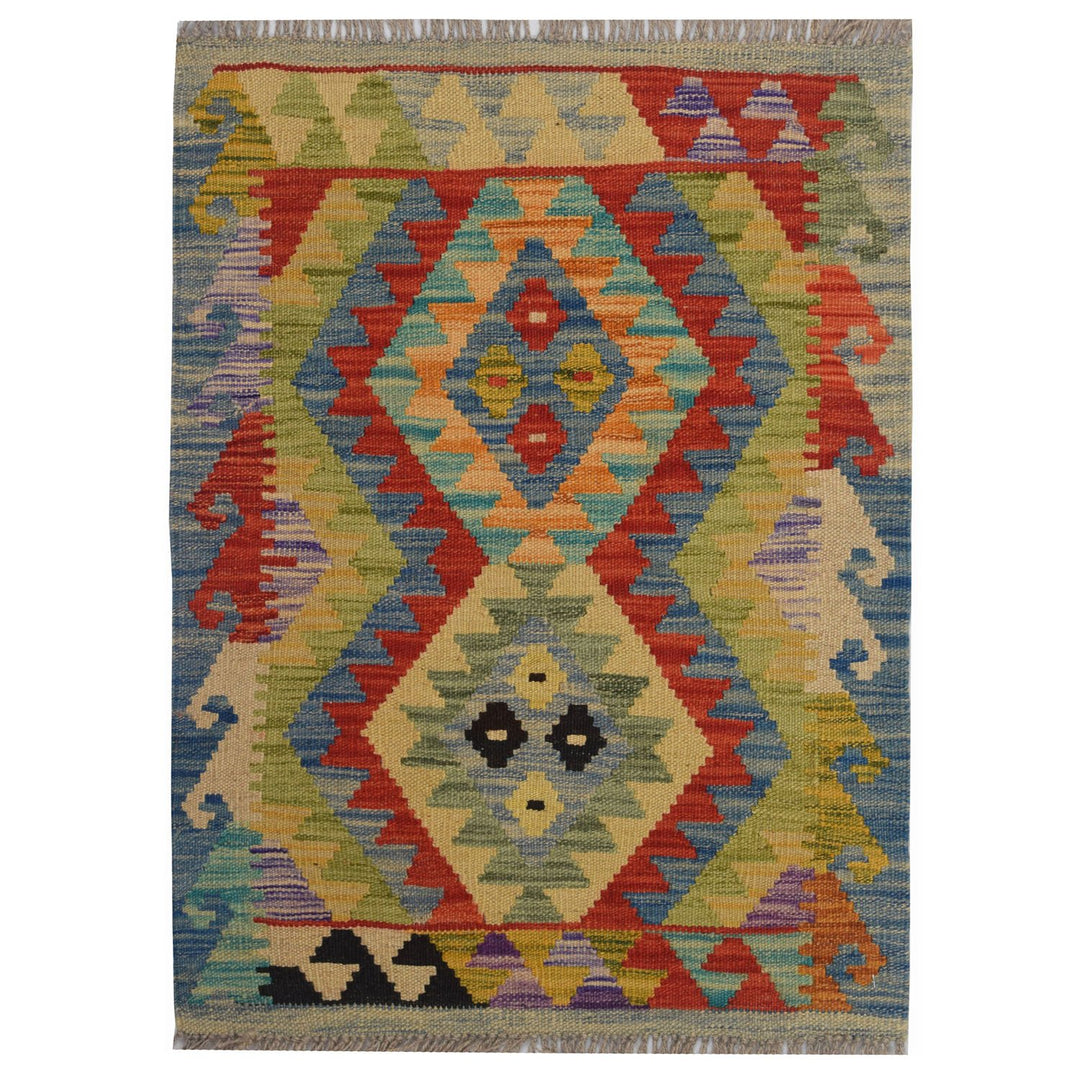 Afghan Kilim Rug 1' 9" x 2' 5" Flat-Weave