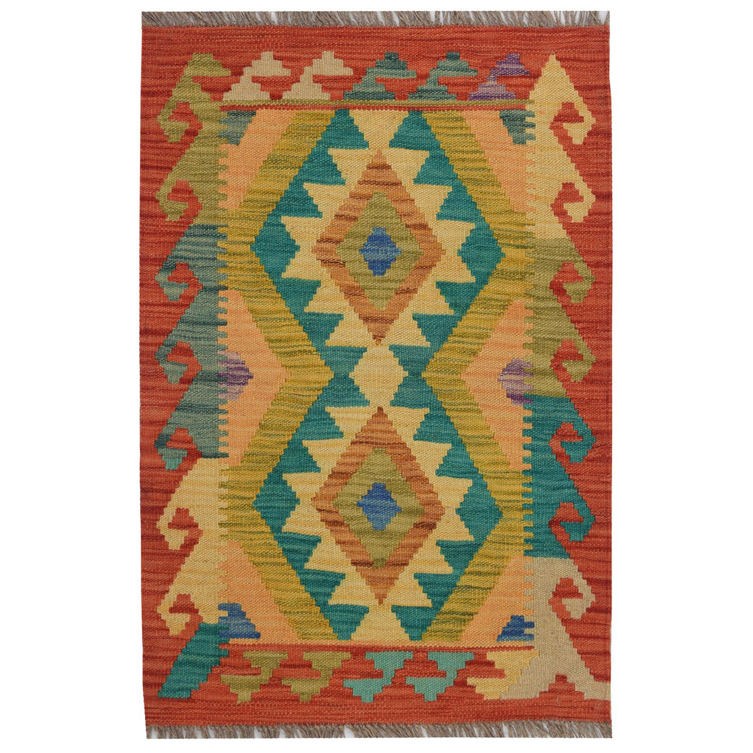 Afghan Kilim Rug 1' 9" x 2' 9" Flat-Weave