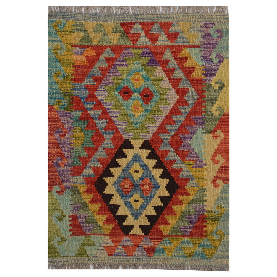 Afghan Kilim Rug 1' 9" x 2' 6" Flat-Weave