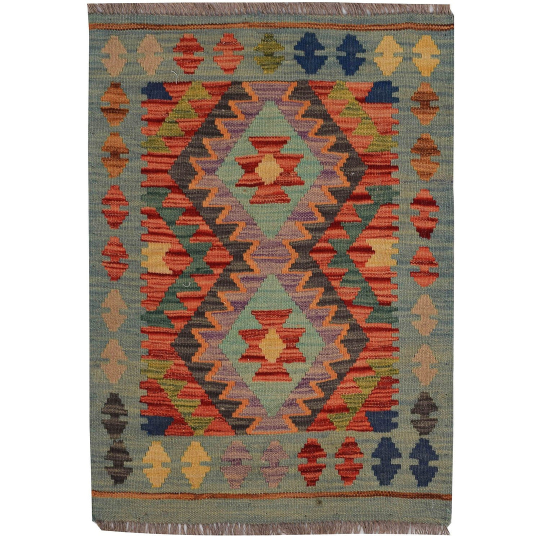 Afghan Kilim Rug 2' 1" x 2' 8" Flat-Weave