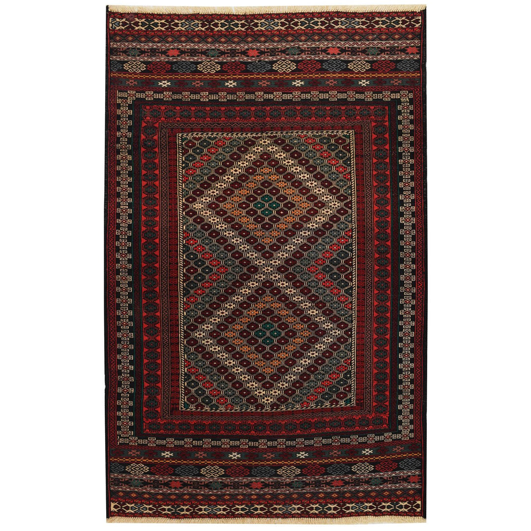 Afghan Maliki Kilim Rug 3' x 4' 6" Flat-Weave