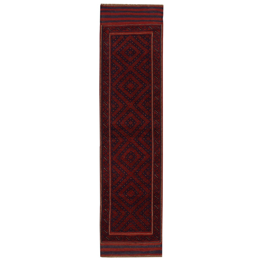 Red Afghan Mashwani Rug 1'9" x 7'5" Hand-Knotted