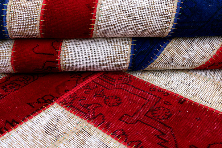 Multi Colored Patchwork 6' 11 x 9' 2 - No. 37469 - ALRUG Rug Store