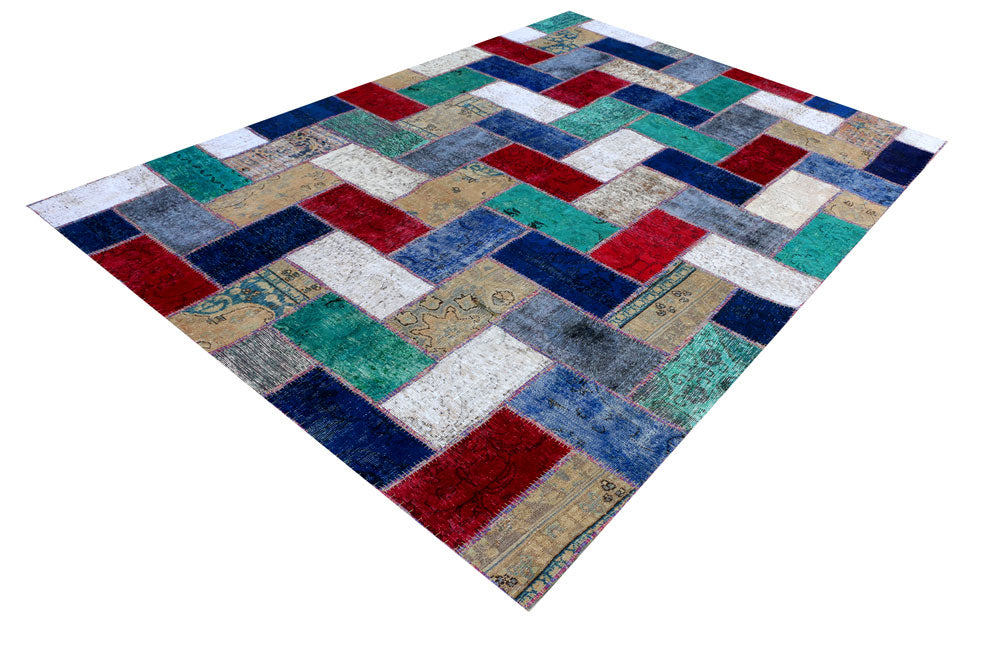 Multi Colored Patchwork 6' 8 x 9' 5 - No. 37471 - ALRUG Rug Store