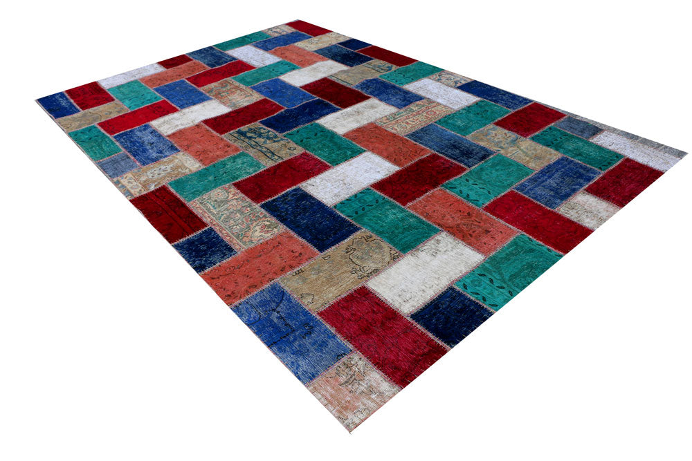 Multi Colored Patchwork 6' 8 x 9' 5 - No. 37473 - ALRUG Rug Store