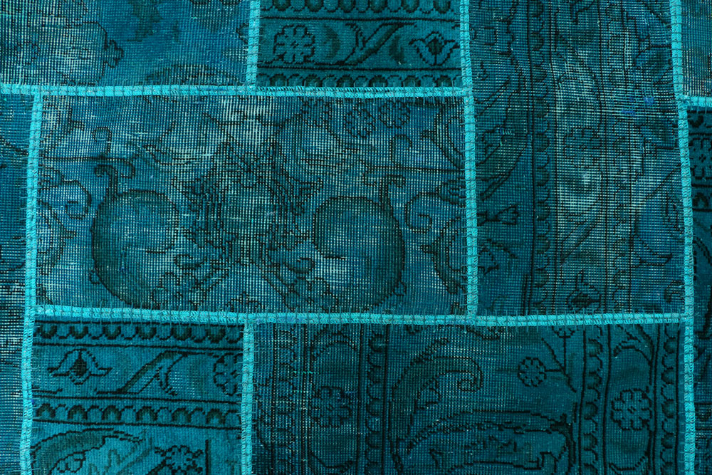 Darkcyan Patchwork 5' 7 x 7' 5 - No. 37477 - ALRUG Rug Store