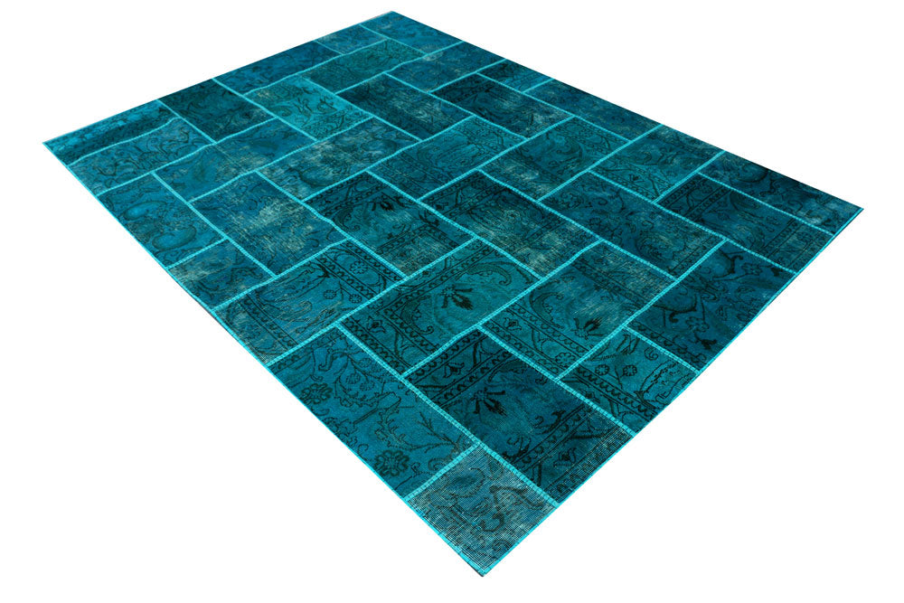 Darkcyan Patchwork 5' 7 x 7' 5 - No. 37477 - ALRUG Rug Store