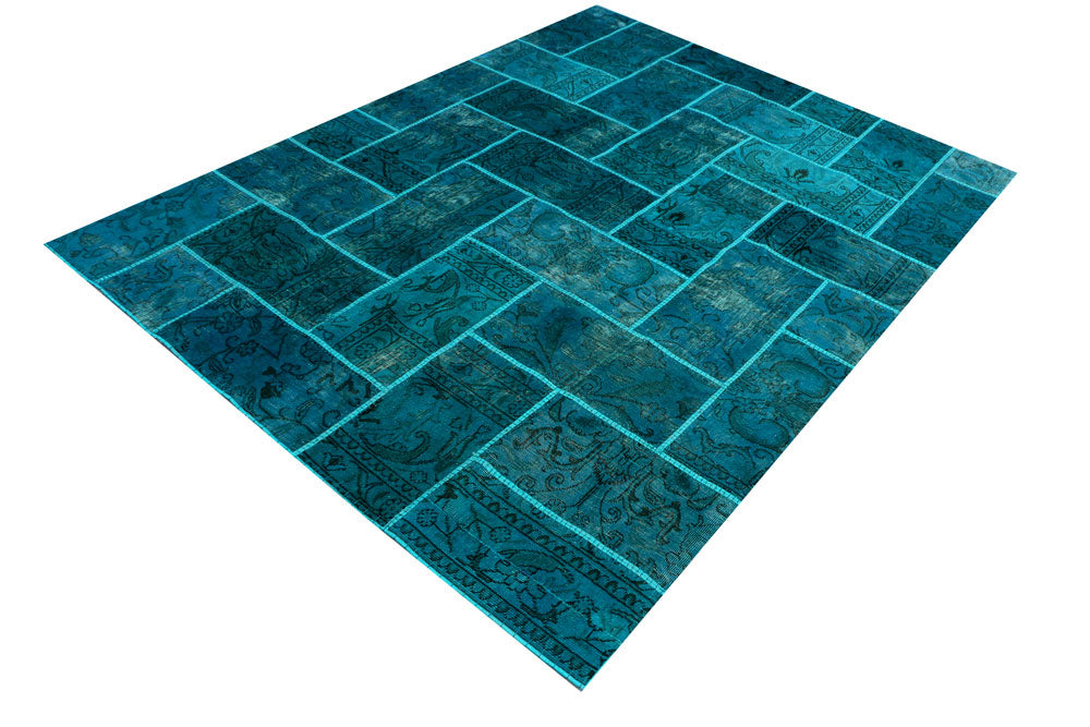 Darkcyan Patchwork 5' 7 x 7' 5 - No. 37477 - ALRUG Rug Store