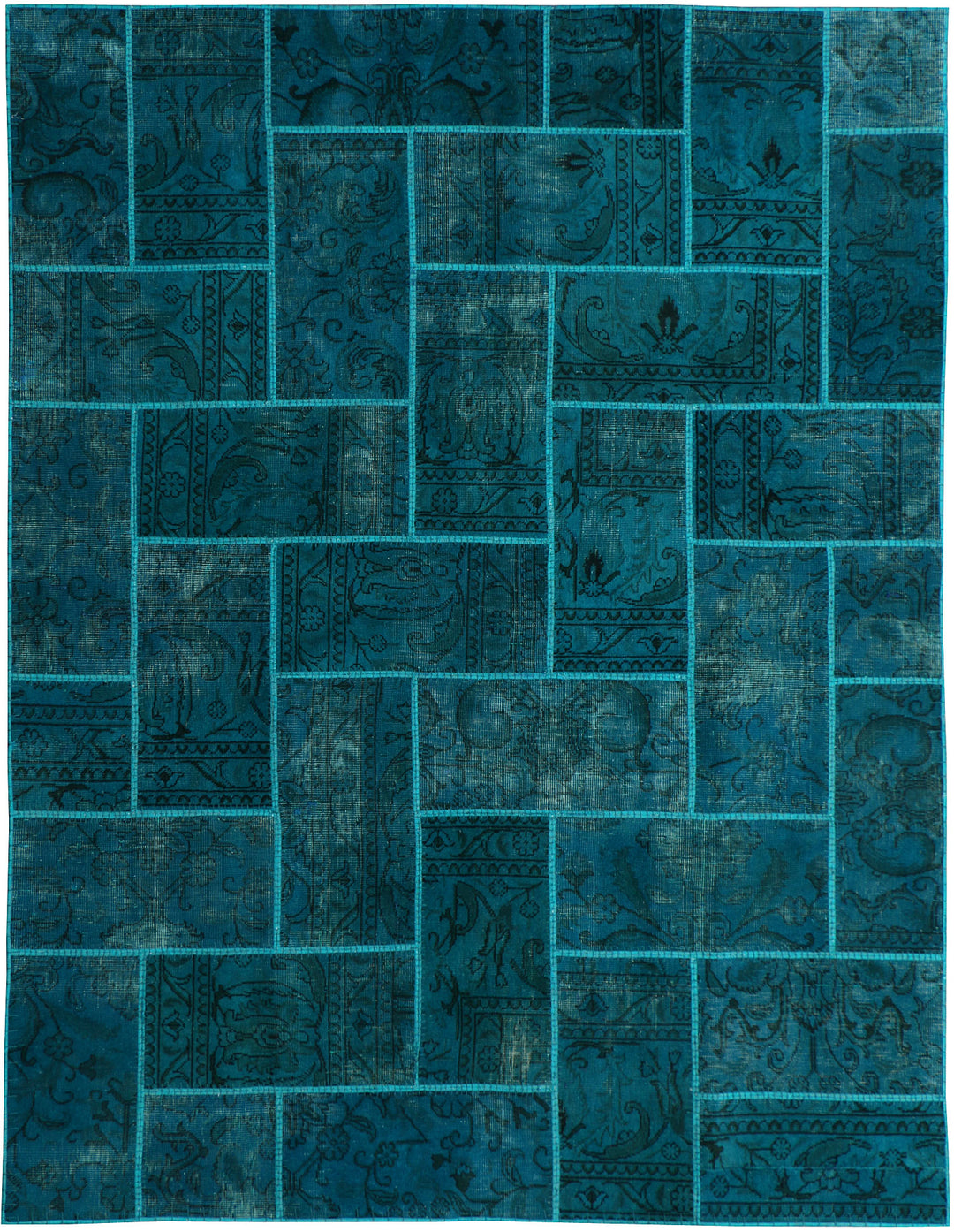 Darkcyan Patchwork 5' 7 x 7' 5 - No. 37477 - ALRUG Rug Store