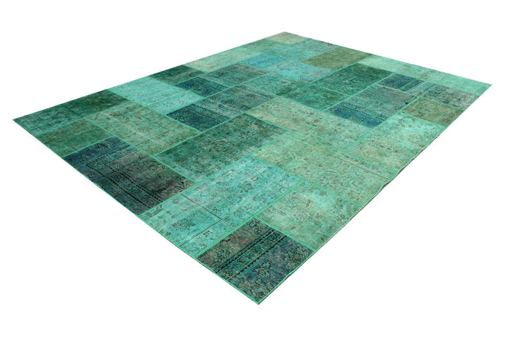 Medium Sea Green Patchwork 8' 6 x 11' 5 - No. 37483 - ALRUG Rug Store