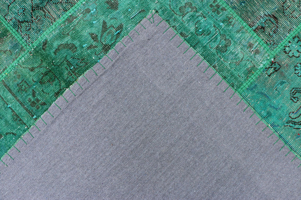 Medium Sea Green Patchwork 8' 6 x 11' 5 - No. 37483 - ALRUG Rug Store