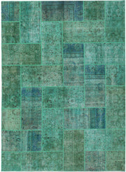 Medium Sea Green Patchwork 8' 6 x 11' 5 - No. 37483 - ALRUG Rug Store
